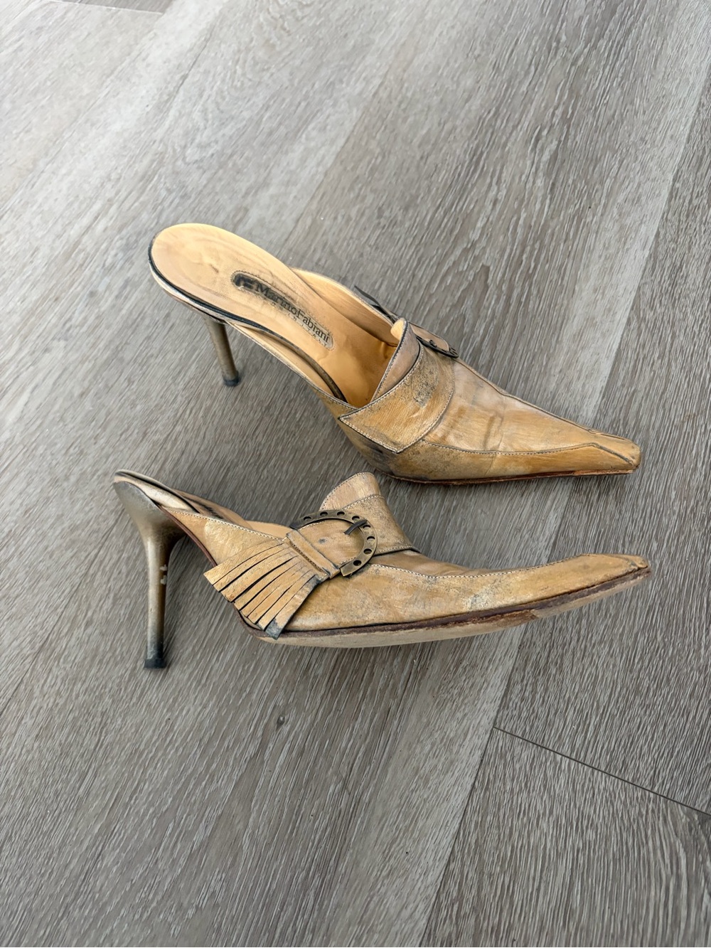 Marino Fabiano vintage Y2K‎ Pointed Mule Heels in Tan - Women's Dress Shoes
